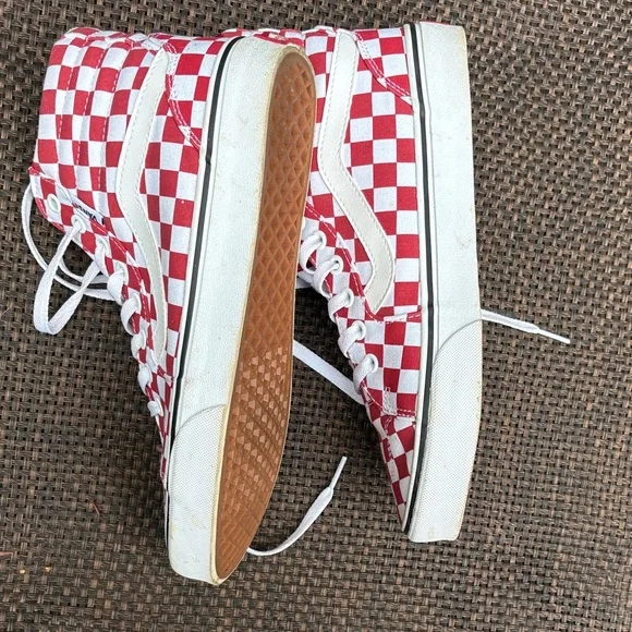 Vans Red and White Checkered High-Tops sz. 9.5 - Picture 7 of 9